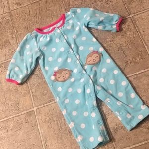 Carter's Child of Mine Monkey Sleeper - Turquoise/White Polka Dot